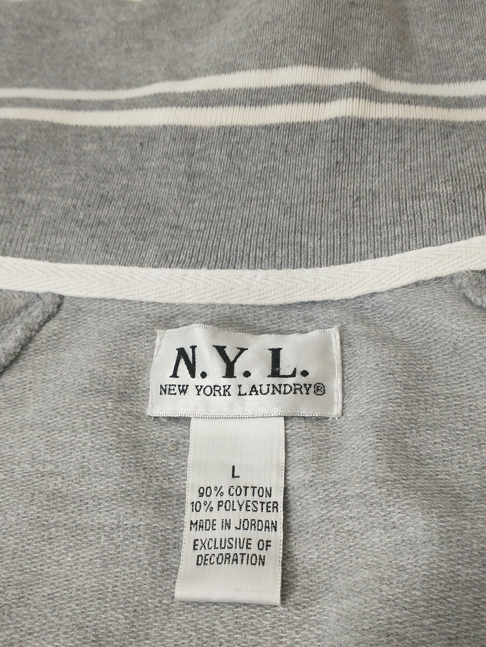 New York Laundry Zip Up Track Jacket, Striped, Gray/White, Size L, Athleisure - Picture 8 of 8
